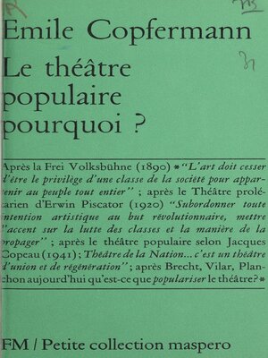 cover image of Le théâtre populaire pourquoi ?